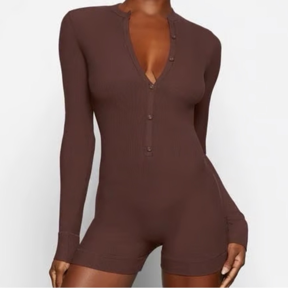Skims Soft Lounge Romper in Cocoa